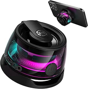 Edifier G200 Magnetic Bluetooth Speaker, 5W Mini Speakers Wireless with Bluetooth 5.3, RGB Light, Game Mode, 7H Playtime, Portable Phone Stand for iPhone, Travel, Golf Cart - Black