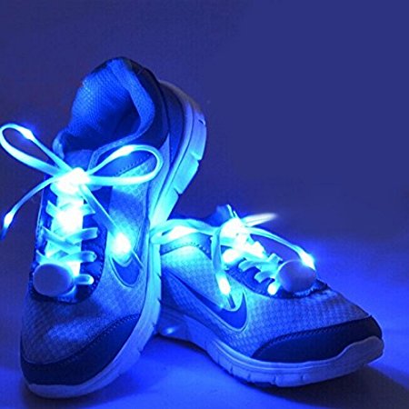 AcTopp 1 Pair LED Shoelaces - High Visibility Soft Nylon Light Up Shoelace with 4 Modes Rainbow Colors for Night Safety Running Biking, Or Cool Disco Party, Cosplay, Hip-hop Dance