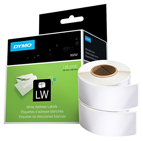 DYMO LW Mailing Address Labels for LabelWriter Label Printers, White, 1-1/8'' x 3-1/2'', 2 rolls of 350