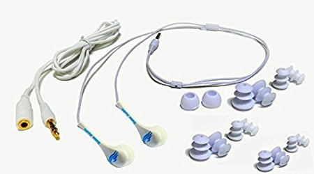 PREMIUM BUDS Waterproof Headphones -Short Cord with TRUE Digital-Sound for Swimming & Outdoor Sports (& FREE Extension Cord)