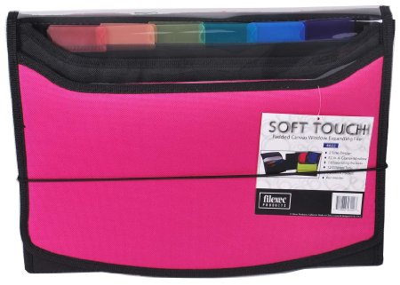 Filexec Soft Touch Padded Canvas Window Expanding File 13 Pockets 1 Pack Hot Pink 46222-3