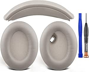 SOULWIT Ear Pads Cushions   Headband, Replacement Kit for Sony WH-1000XM4 (WH1000XM4) Over-Ear Headphones, Replacement Headstrap Pad & Earpads Repair Part - Silver