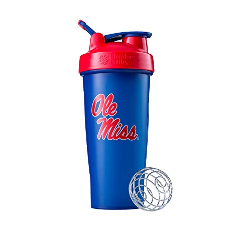 BlenderBottle Collegiate Classic 28-Ounce Shaker Bottle, University of Mississippi Rebels - Blue/Red