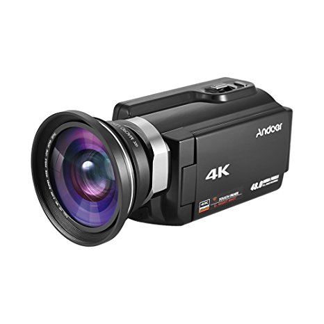Video Camcorder, Andoer 4K Camcorder 48MP Digital Video Camera 2880 x 2160 HD 3inch Touchscreen Handy Camera with IR Night Sight Support 16X Zoom 128GB Max Storage (Black 4k  Lens)