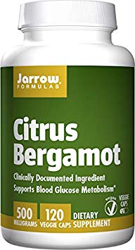 Jarrow Formulas Citrus Bergamot Supports Blood Glucose Metabolism, 500 mg Veggie caps, 120 Count
