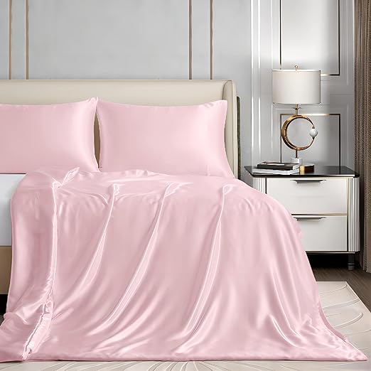 Homiest 48"x72" Duvet Cover for Weighted Blanket, Blush Pink Satin Weighted Blanket Cover with 8 Ties, Silky & Removable Zippered Duvet Cover Twin Heavy Blanket Duvet Cover for Adults
