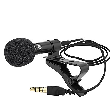 Mini Lavalier Microphone, Professional Lapel Clip-on Microphone with High Sensitivity, Omnidirectional Condenser Microphone for Recording/Interview/Video Conference/Smartphones