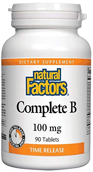 Natural Factors, Complete B 100 mg, Time Released Support for a Healthy Mood, Energy Levels, Skin, Hair and Vision, 90 Tablets (90 Servings)