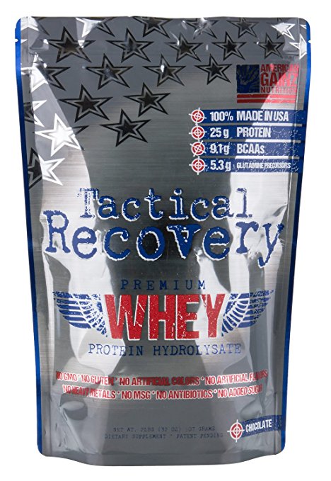 Tactical Recovery - 100% American Made │ #1 Premium Hydrolyzed Whey Protein from Idaho Farms│ 9.1 Grams BCAAs (Added 2:1:1) │No Fillers, No Fat, No Sugar, No Gluten│Grass Fed Cows