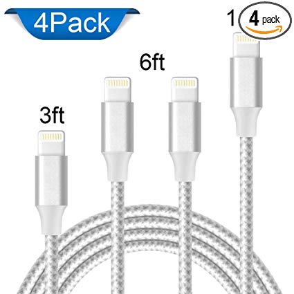 Lightning Cable XUZOU iPhone Charger Cables 4Pack 3FT 6FT 6FT 10FT to USB Syncing Data and Nylon Braided Cord Charger for iPhone X/8/8Plus/7/7Plus/6/6Plus/6s/6sPlus/5/5s/5c/SE and More