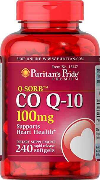 Puritans Pride Qsorb Co Q10 100 Mg Rapid Release Softgels, 240 Count