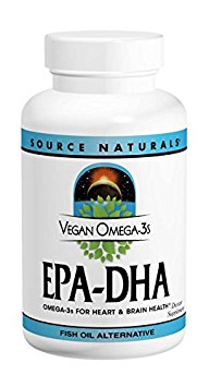 Source Naturals Vegan Omega-3s EPA-DHA, Omega-3s for Heart and Brain Health Fish Oil Alternative, 300 mg, 90 Vegan Softgels