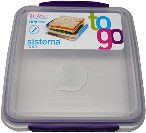 Sistema BPA-Free Reusable Food Storage Sandwich Container, Purple, 2-Pack