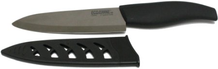 EcoJeannie CK0001 6-Inch Advanced Ceramic Blade Professional Chef's Knife with Plastic Cover, 13.7 by 13.7 by 5-Inch, Coffee