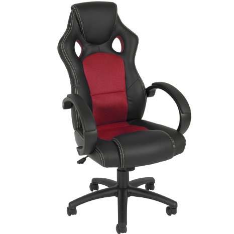 Best Choice Products Executive Racing Office Chair PU Leather Swivel Computer Desk Seat High-Back Red