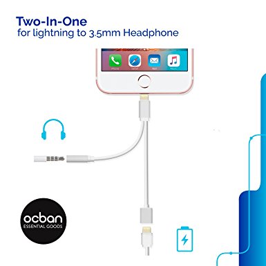 Kit 2 in 1 Combo Lightning Cable Apple iPhone 7 7 Plus 6 6s 6 Plus 5 Aux Charger Splitter 3.5 mm Headphone Earphone Jack Adapter Accessories Multi Function Male Car Audio Top Quality Great Price Ocban
