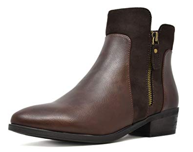 DREAM PAIRS Women's Faux Leather Chelsea Ankle Booties