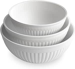 Nordic Ware Prep and Serve Mixing Bowls Set, 3-Piece, Glacier White