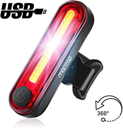 MONTOP Bike Light LED Set, LED Bicycle Lights USB Rechargeable, Waterproof Front Headlight and Rear Taillight Set, Super Bright Bike Lamp 1200mAh Li-ion Battery