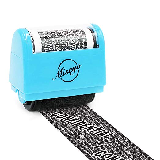 Miseyo Wide Roller Stamp Identity Theft Stamp 1.5 Inch Perfect for Privacy Protection - Blue