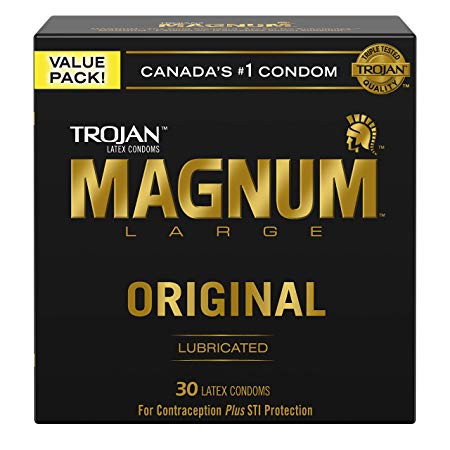 TROJAN Magnum Large Size Lubricated Latex Condoms, 30 Count