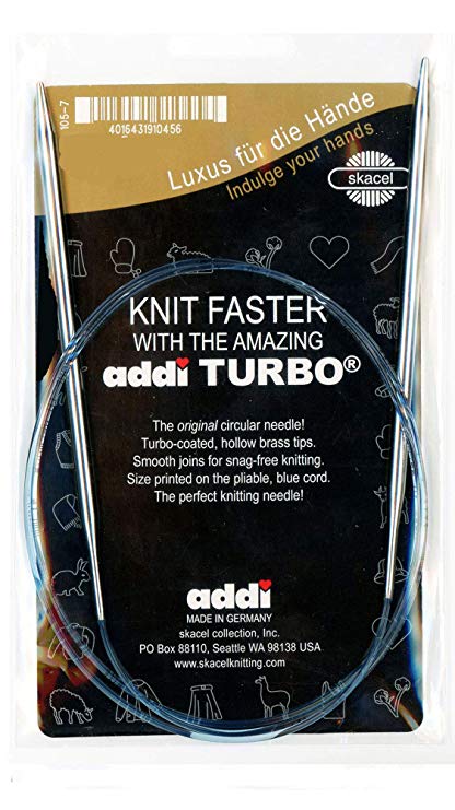addi Knitting Needle Turbo Circular Skacel Exclusive Blue Cord 40 inch (100cm) Size US 17 (12.0mm)
