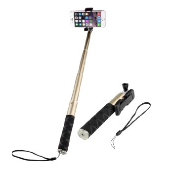 Selfie Stick, Insten Waterproof Pocket-Size Self-portrait Monopod (No Bluetooth & Battery) Perfect For Outdoor with GoPro HERO 3  4, iPhone 6 6s Plus SE 5s, Galaxy S7, LG, HTC, Champagne Gold