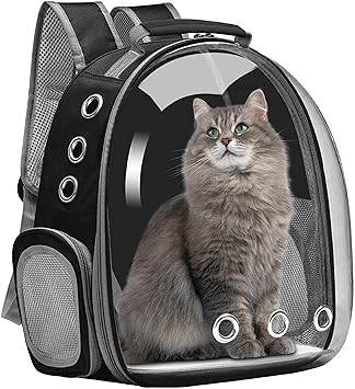 SMARTY Cat Carrier Backpack, Pet Carrier Backpack and Space Capsule Front Pack for Small Medium Cat Puppy Dog Carrier Backpack Bag, Pet Carrier for Travel Camping Hiking Walking-Black