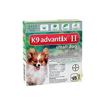 Bayer K9 Advantix II, Flea And Tick Control Treatment, 4 to 10 lbs for Dogs