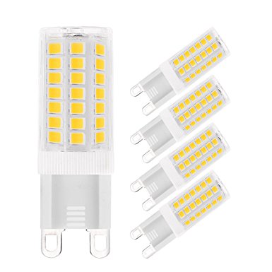 J&C G9 LED Light Bulbs, 5W (40W Halogen Equivalent), 400LM, Natural Daylight White (4000K), 120V, G9 Bi-pin Base, G9 Daylight White Bulbs for Home Lighting (Pack of 5)