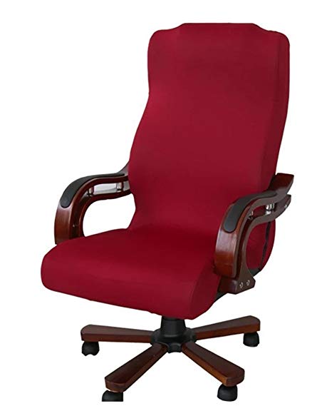 Deisy Dee Slipcovers Cloth Universal Computer Office Rotating Stretch Polyester Desk Chair Cover C064 (red)