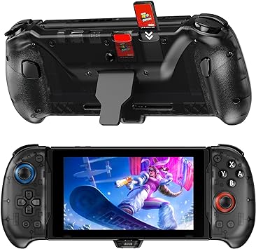 NexiGo Hall Effect Gripcon (Gen 2) with Kickstand and HDMI Out for TV Docking, Hall Sensing Joystick for Nintendo Switch/Switch OLED, Handheld Mode, 4K/1080P Supported HDMI and USB 3.0 Port, Black