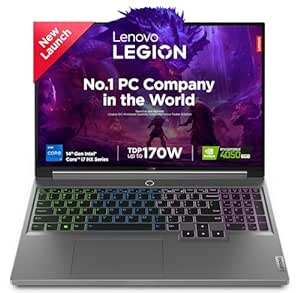 Lenovo Legion 5 Intel Core i7-14650HX 16" (40.64cm) WQXGA IPS 350Nits 165Hz Gaming Laptop (16GB/1TB SSD/Win 11/Office 2021/NVIDIA RTX 4050 6GB/100%sRGB/Alexa/3 Month Game Pass/Grey/2.3Kg), 83DG004RIN