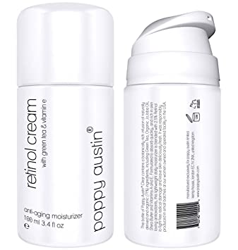 Retinol Cream for Day & Night by Poppy Austin - Cruelty-Free & Organic, with 2.5% Retinol, Vitamin E, Green Tea & Shea Butter, Triple Sized 3.4 oz