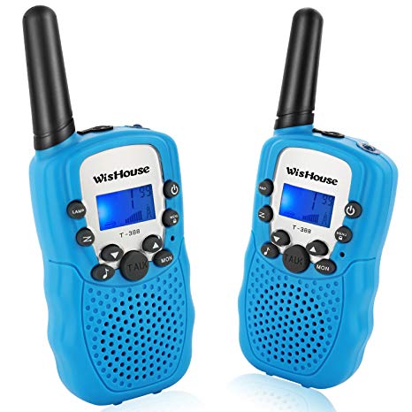 Wishouse Walkie Talkies for Kids,Fashion Toys for Boys and Girls Best Handheld Two Way Radio with Flashlight for 4 year old and up to Camping Hiking Riding and Cruise Ship(T388 Blue 2 Pack)