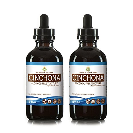 Cinchona Tincture Alcohol-FREE Liquid Extract, Wildcrafted Cinchona (Quinine, Quina, Cinchona officinalis) Dried Bark (2x4 FL OZ)