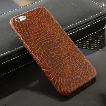 [For Apple iPhone 6/6S 4.7" Inch Display] INCIRCLE [BareSkin Series] Ultra Slim Fit Leather Bumper Case (Chocolate Alligator)