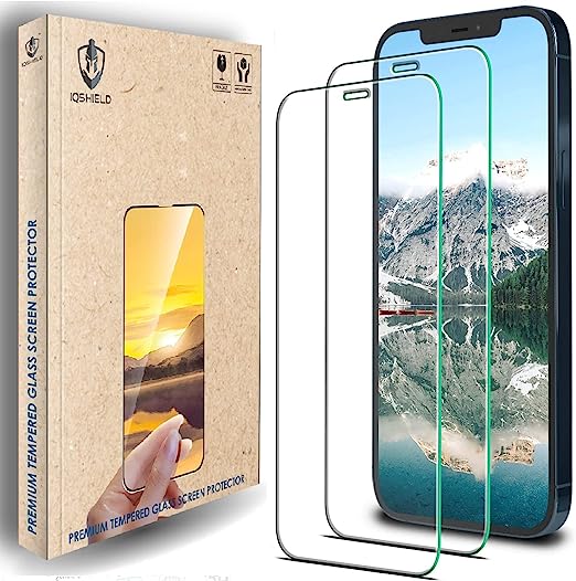 IQShield (2 Pack) Tempered Glass Designed for iPhone 12 6.1-Inch Screen Protector Guard, 9H Diamond Hard, Anti Scratch, Bubble Free, Case Friendly - Clear