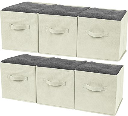 Greenco Foldable Non-Woven Fabric Storage Cubes (6 Pack), Beige