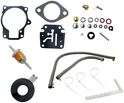 DEF Carburetor Rebuild Kit for Evinrude Johnson 398729 396701 392061 Mallory 9-37107 Sierra 18-7222 18-7042 18 20 25 28 30 35 40 45 48 50 55 60 65 70 75 HP Outboard Motors with Float (1 package)