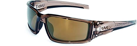 Uvex by Honeywell Hypershock Safety Glasses, Brown Frame with Gold Mirror Lens & Anti-Scratch Hardcoat (S2964)