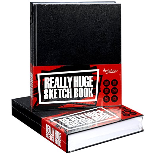 Artlicious - REALLY HUGE SKETCH BOOK - 600 Page Hard Covered - 10.75" x 12.5"- WHOPPING 7.42 Pounds!