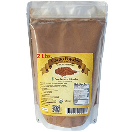 Pure Natural Miracles Cacao Powder Raw and Organic (32 OZ)