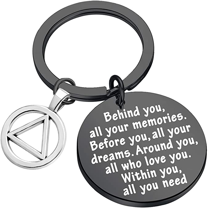 FEELMEM Sobriety Gift Keychain Addiction Recovery Gift AA Alcoholics Anonymous Warrior Recovery Gift New Beginnings Gift