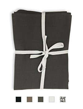 100% Egyptian Cotton Dinner Napkins - Set of 12 Lunch Linen Napkins - Elegant Cloth Napkins Paperless Kitchen Towels - Gray White Black Brown Grey - Made in Egypt (Gray)