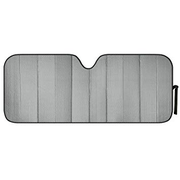 Motor Trend AS312 UV Protect Foldable Accordion Durable Jumbo Windshield Sun Shades – Universal Fit for Car Auto Sedan Truck SUV 66 x 27 inch (Gray)