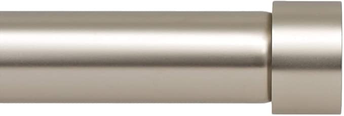Ivilon Side Window Curtain Rod - End Cap Style Design 1 Inch Pole. 16 to 28 Inch Color Satin Nickel
