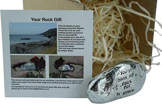 Pirantin 11th for Men Ornament - You've Been My Rock for 11 Years - Solid Metal Heavy Rock