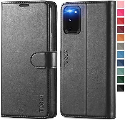TUCCH Galaxy S20 Case, Galaxy Leather Wallet Case with Card Slots Card Holder Magnetic Closure PU Leather Flip Book Stylish Folio Cover Case Compatible with Samsung Galaxy S20 (6.2" 2020) - Black
