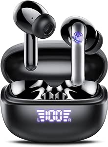 PocBuds Wireless Earbuds 5.3 Bluetooth -40dB Active Noise Cancelling Mode Deep Bass with 4 Mics Touch Control 40H Playtime LED Digital Display True Earphone in-Ear Waterproof TWS for Work Sports